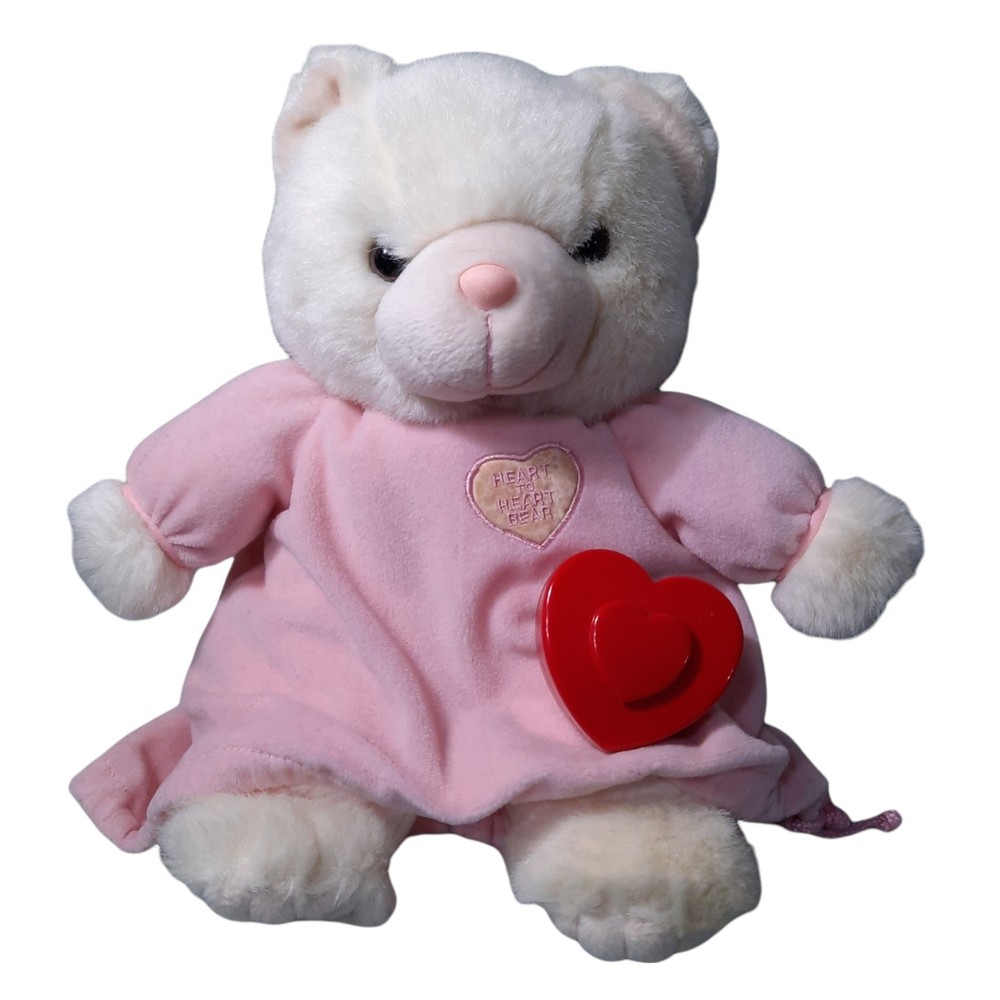 Vintage Chosun Heart to Heart plush teddy Bear Baby white pink pajamas gown 1997